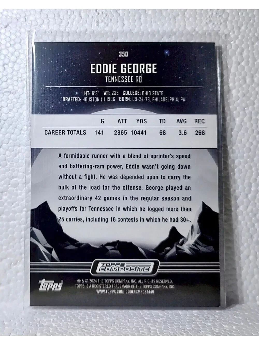 Eddie George 2023 Topps Midnight NFL #350 Football Card Tennessee Titans